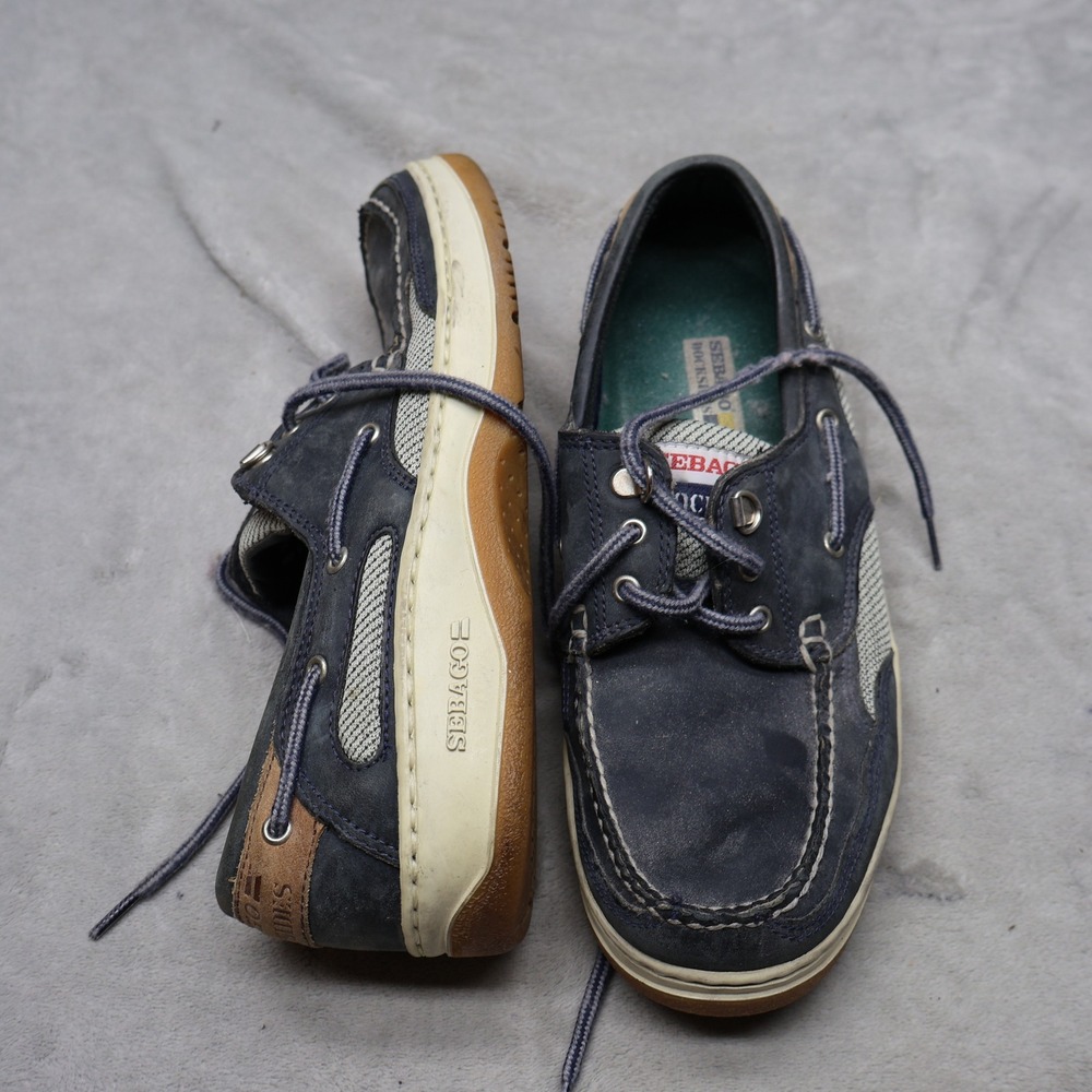 Sebago Mens 8.5M Boat Shoes Blue Docksides Leather Mesh Nautical‎ Casual Loafers